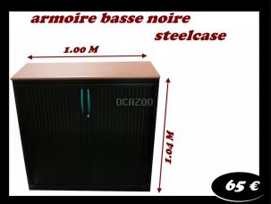 armoire steelcase noire avec top bois