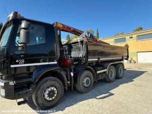 Benne basculante de chantier et de TP Iveco TRAKKER 410 EEV BI-BENNE GRUE MARREL 8X4