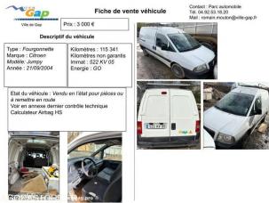 Fourgon avec parois et toit rigide Citroën Jumpy