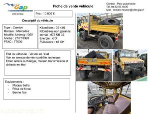 Benne basculante de chantier et de TP Mercedes Unimog