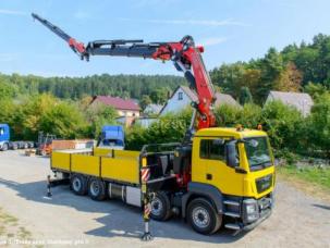 Plateau MAN man 8x2 grue fassi 80tm jib treuil