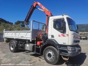 Benne basculante de chantier et de TP Renault marrel avec grue de14t/M