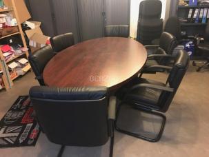 Table de réunion de prestige et 6 fauteuils cuir